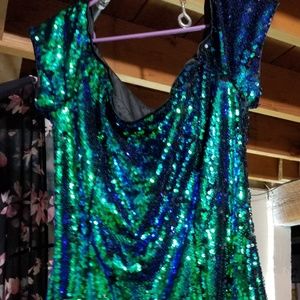 Sparkly green and blue dress